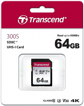 Карта памяти SD 64GB Class 10 U3 Transcend TS64GSDC300S
