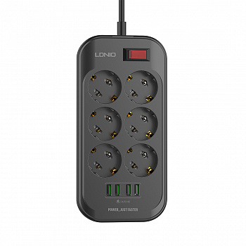 Сетевой фильтр LDNIO Defender SE6403 6 розеток 4*USB 5V/3.4A Провод 2м Сетевой фильтр LDNIO Defender SE6403 6 розеток 4*USB 5V/3.4A Провод 2м