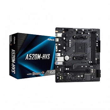 Материнская плата ASRock A520M-HVS AM4 2xDDR4 4xSATA3 M,2 D-Sub HDMI mATX
