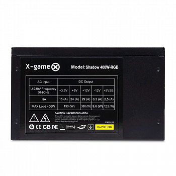 Блок питания X-Game Shadow 400W-RGB