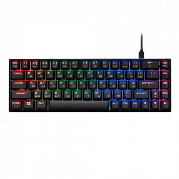 Клавиатура игровая 2E GAMING KG380 RGB 68key Gateron Blue Switch BT/USB Black Ukr