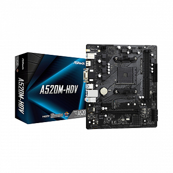 Материнская плата ASRock A520M-HDV AM4 2xDDR4 4xSATA3 M,2 D-Sub DVI HDMI mATX