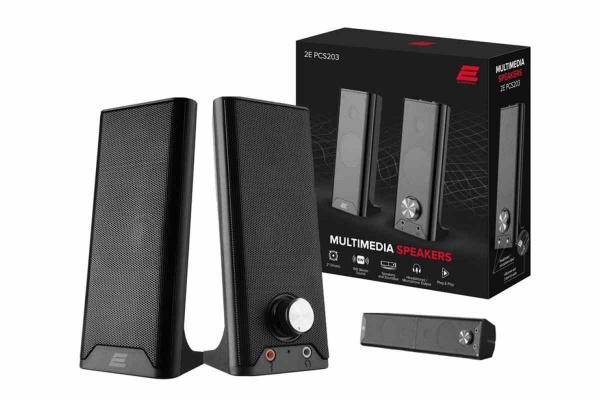Акустическая система 2E PCS203, 2.0, USB, Metal Black