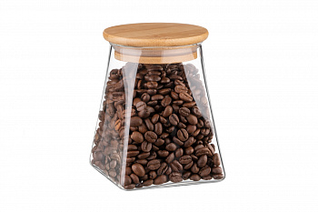 Банка для хранения Ardesto Fresh, конус, 510 мл, стекло, бамбук AR1351BLC