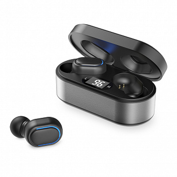 Наушники-вкладыши беспроводные OLMIO "TWE-06", True Wireless, серые